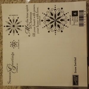 Stampin Up Snow Swirled wooden stamp set.